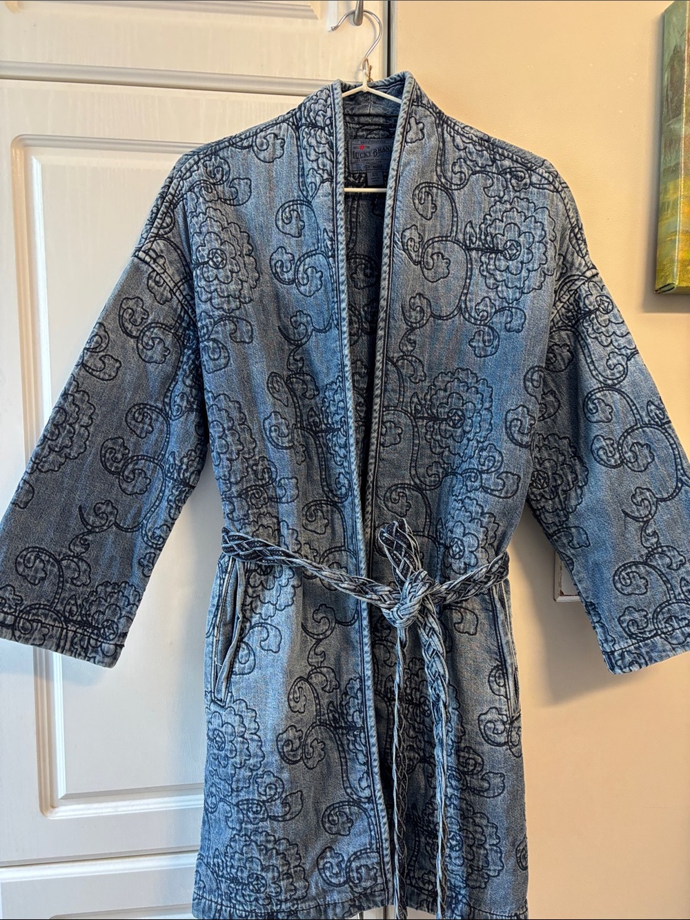 Lucky Brand cotton embroidered kimono